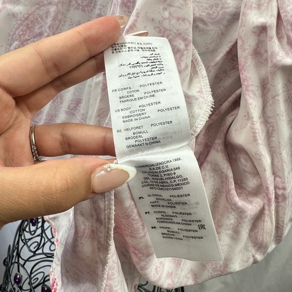 Maje pink printed pleated mini dress with long sleeves size 3 / XL - Picture 11 of 11